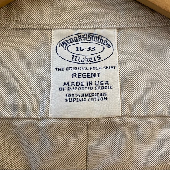 Brooks Brothers GRAY oxford shirt OCBD 16-33 Regent Fit Made in USA - Picture 2 of 2